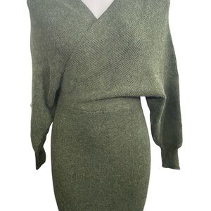Source Unknown Olive Green Knit Sweater Dress